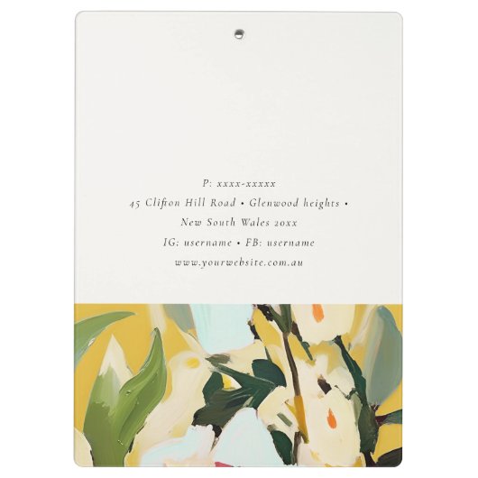 Chic Boho farbenfroh-gelb-ockerfarben gestrichen Klemmbrett (Rückseite)