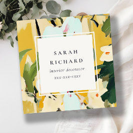 Chic Boho farbenfroh-gelb-ockerfarben gestrichen Quadratische Visitenkarte