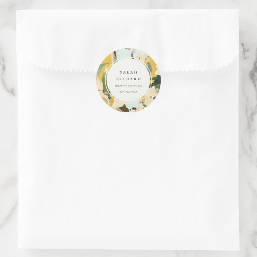 Chic Boho farbenfroh-gelb-ockerfarben gestrichen Runder Aufkleber (Tasche)