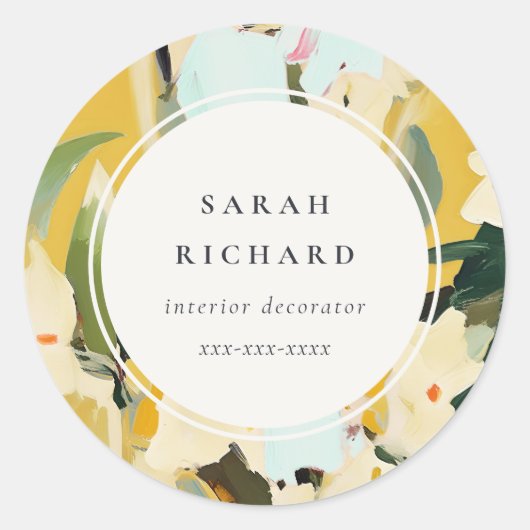 Chic Boho farbenfroh-gelb-ockerfarben gestrichen Runder Aufkleber (Vorderseite)
