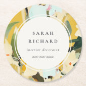 Chic Boho farbenfroh-gelb-ockerfarben gestrichen Runder Pappuntersetzer (Vorderseite)