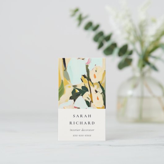 Chic Boho farbenfroh-gelb-ockerfarben gestrichen Visitenkarte (Stehend Vorderseite)