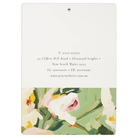 Chic Boho farbenfroh grünes, rosa gestrichen, flor Klemmbrett (Rückseite)