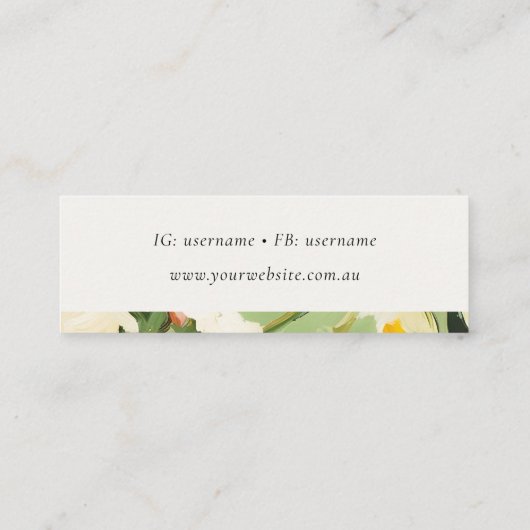 Chic Boho farbenfroh grünes, rosa gestrichen, flor Mini Visitenkarte (Rückseite)