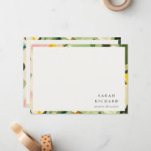 Chic Boho farbenfroh grünes, rosa gestrichen, flor Mitteilungskarte (Vorderseite/Rückseite Beispiel)