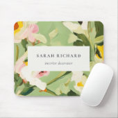 Chic Boho farbenfroh grünes, rosa gestrichen, flor Mousepad (Mit Mouse)