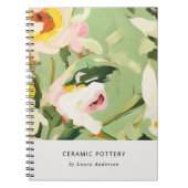 Chic Boho farbenfroh grünes, rosa gestrichen, flor Notizblock (Vorderseite)