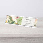 Chic Boho farbenfroh grünes, rosa gestrichen, flor Schreibtischnamensplakette (Vorderseite )