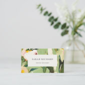 Chic Boho farbenfroh grünes, rosa gestrichen, flor Visitenkarte (Stehend Vorderseite)