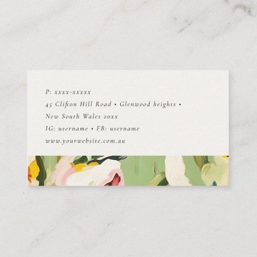 Chic Boho farbenfroh grünes, rosa gestrichen, flor Visitenkarte (Rückseite)