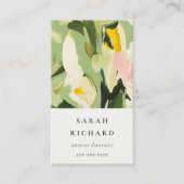 Chic Boho farbenfroh grünes, rosa gestrichen, flor Visitenkarte (Vorderseite)