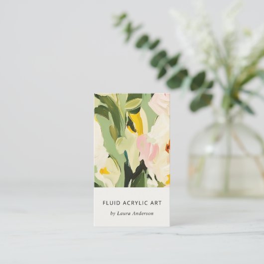 Chic Boho farbenfroh grünes, rosa gestrichen, flor Visitenkarte (Stehend Vorderseite)