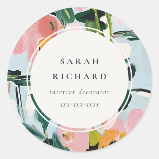 Chic Boho farbenfroh pink blau grün gestrichen Blu Runder Aufkleber (Vorderseite)