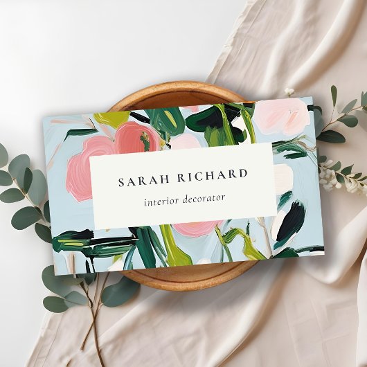 Chic Boho farbenfroh pink blau grün gestrichen Blu Visitenkarte