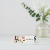 Chic Boho farbenfroh rosa Aquamarin grün gestriche Mini Visitenkarte (Stehend Vorderseite)
