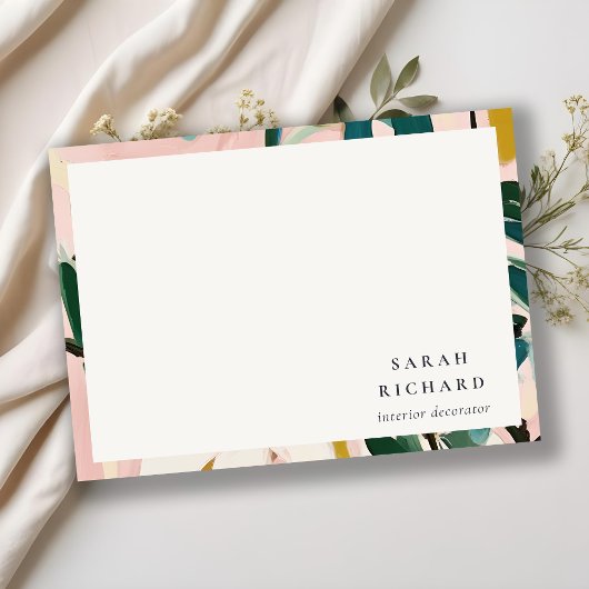 Chic Boho farbenfroh rosa Aquamarin grün gestriche Mitteilungskarte