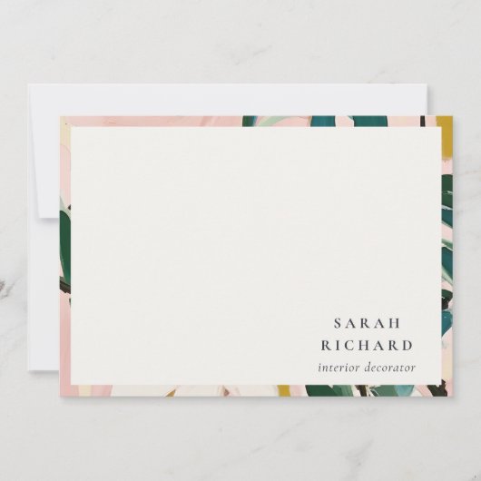 Chic Boho farbenfroh rosa Aquamarin grün gestriche Mitteilungskarte (Vorderseite)