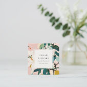 Chic Boho farbenfroh rosa Aquamarin grün gestriche Quadratische Visitenkarte (Stehend Vorderseite)