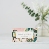 Chic Boho farbenfroh rosa Aquamarin grün gestriche Visitenkarte (Stehend Vorderseite)