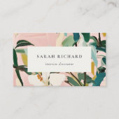 Chic Boho farbenfroh rosa Aquamarin grün gestriche Visitenkarte (Vorderseite)