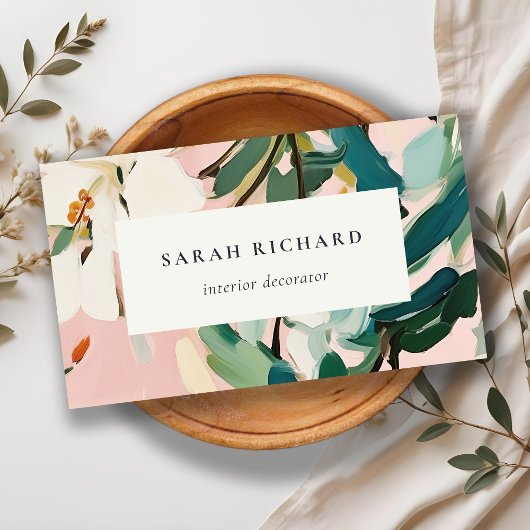 Chic Boho farbenfroh rosa Aquamarin grün gestriche Visitenkarte