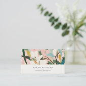 Chic Boho farbenfroh rosa Aquamarin grün gestriche Visitenkarte (Stehend Vorderseite)