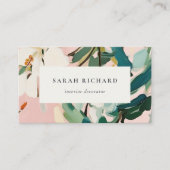 Chic Boho farbenfroh rosa Aquamarin grün gestriche Visitenkarte (Vorderseite)
