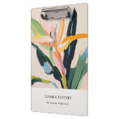 Chic Boho Farbige Strelitzie Gemalte Blumen Klemmbrett (Links)