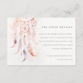 Chic Boho Feather Dreamcatcher Hochzeitsdetails Begleitkarte (Vorderseite)