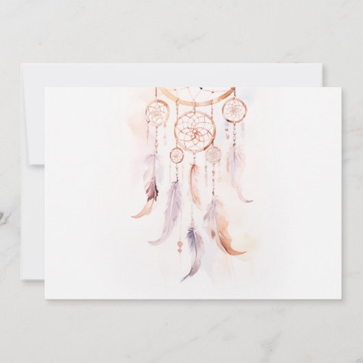 Chic Boho Feather Dreamcatcher Probe Dinner Einladung (Rückseite)