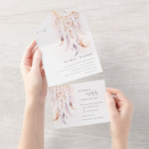 Chic Boho Feather Dreamcatcher Watercolor Wedding