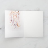 Chic Boho Feather Dreamcatcher Watercolor Wedding Dankeskarte (Innenseite)