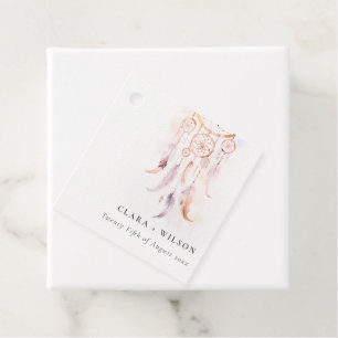 Chic Boho Feather Dreamcatcher Watercolor Wedding Geschenkanhänger