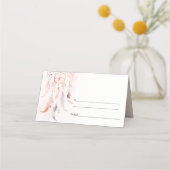 Chic Boho Feather Dreamcatcher Watercolor Wedding Platzkarte (Rückseite)
