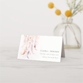 Chic Boho Feather Dreamcatcher Watercolor Wedding Platzkarte