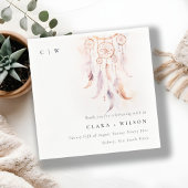 Chic Boho Feather Dreamcatcher Watercolor Wedding Serviette