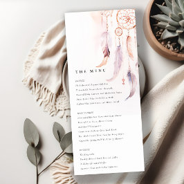 Chic Boho Feather Dreamcatcher Wedding Menu Card Einladung