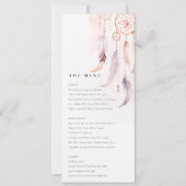 Chic Boho Feather Dreamcatcher Wedding Menu Card Einladung (Vorderseite)