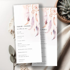 Chic Boho Feather Dreamcatcher Wedding Program Einladung
