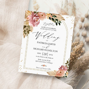 Chic Boho Floral Budget Hochzeitseinladungen Flyer