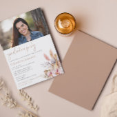 Chic Boho Floral Pampas Grass Abschluss Einladung