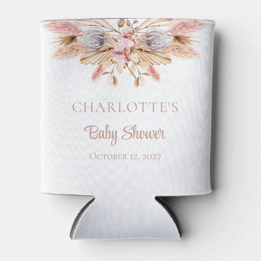 Chic Boho Floral Pampas Grass Baby Dusche Dosenkühler (Vorderseite)