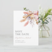 Chic Boho Floral Pampas Grass Save the Date Einladung (Stehend Vorderseite)