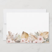 Chic Boho Floral Pampas Palm Gold Brautparty Einladung (Rückseite)