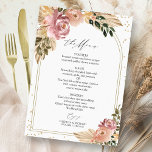 Chic Boho Floral Wedding Menu Card Einladung<br><div class="desc">Das Wesen des schicken,  boho-inspirierten Designs mit fesselnden Moody-Erdtönen und schönen Blumenelementen erfassen. Passen Sie es einfach mit Ihren persönlichen Daten an.</div>