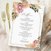Chic Boho Floral Wedding Menu Card Einladung