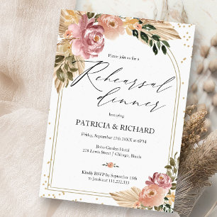 Chic Boho Florales Probedinner zur Hochzeit Einladung