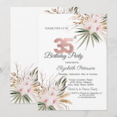 Chic Boho Flowers 35th Birthday Einladung (Vorne/Hinten)
