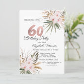Chic Boho Flowers 60th Birthday Einladung (Stehend Vorderseite)