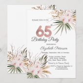 Chic Boho Flowers 65th Birthday Einladung (Vorne/Hinten)